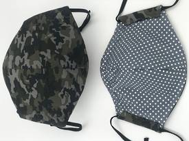 Camouflage With White On Grey Polka Dot Reverse  - Reversible Limited Edition Face Mask
